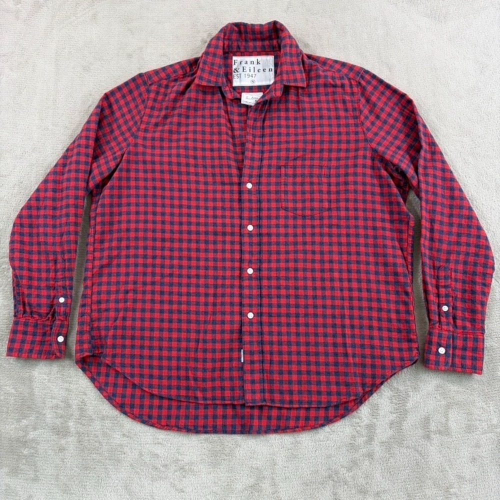 Frank & Eileen Eileen Relaxed Flannel Shirt Navy Red Gingham Check Women Small